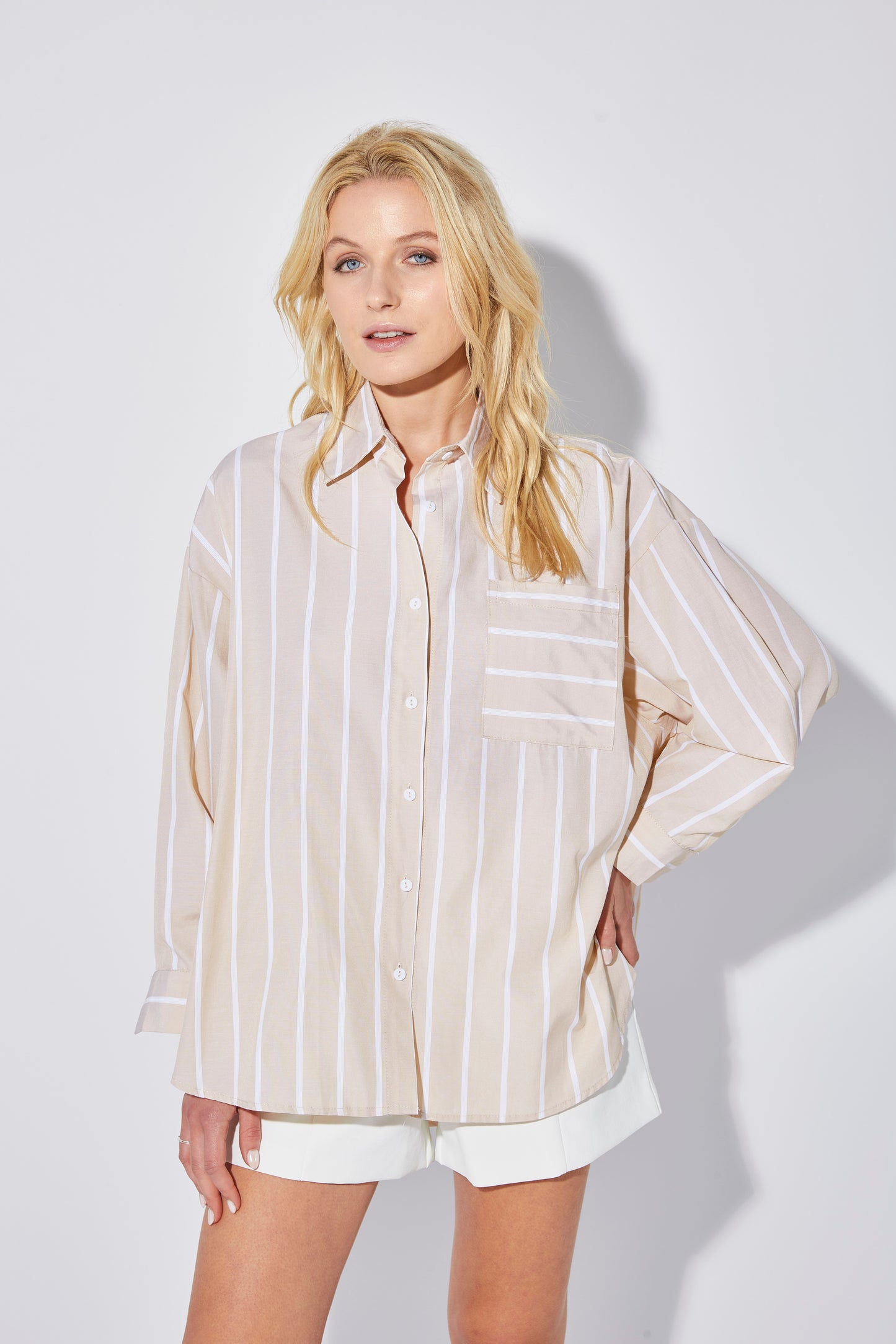 BEIGE STRIPED SHIRT