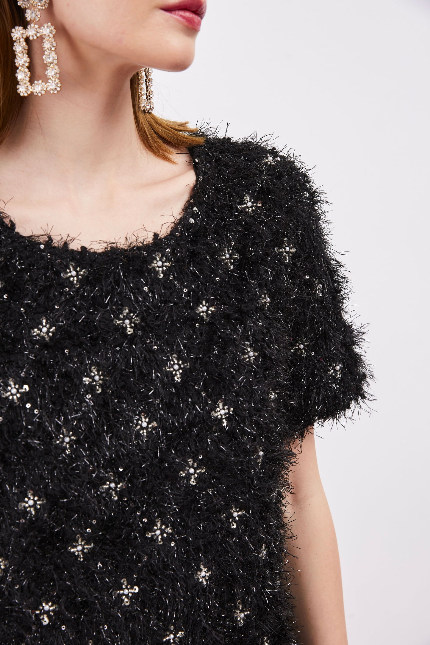 GLITTERED FUR DRESS