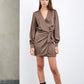 CHOCO WRAP DRESS WITH STRASS