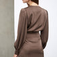 CHOCO WRAP DRESS WITH STRASS