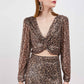 LONG SLEEVED LEOPARD SEQUIN TOP