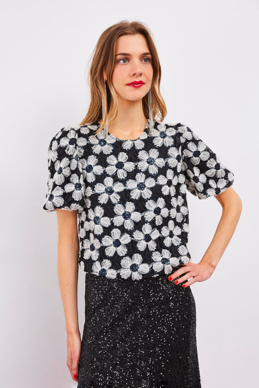 FLORAL SEQUIN TOP