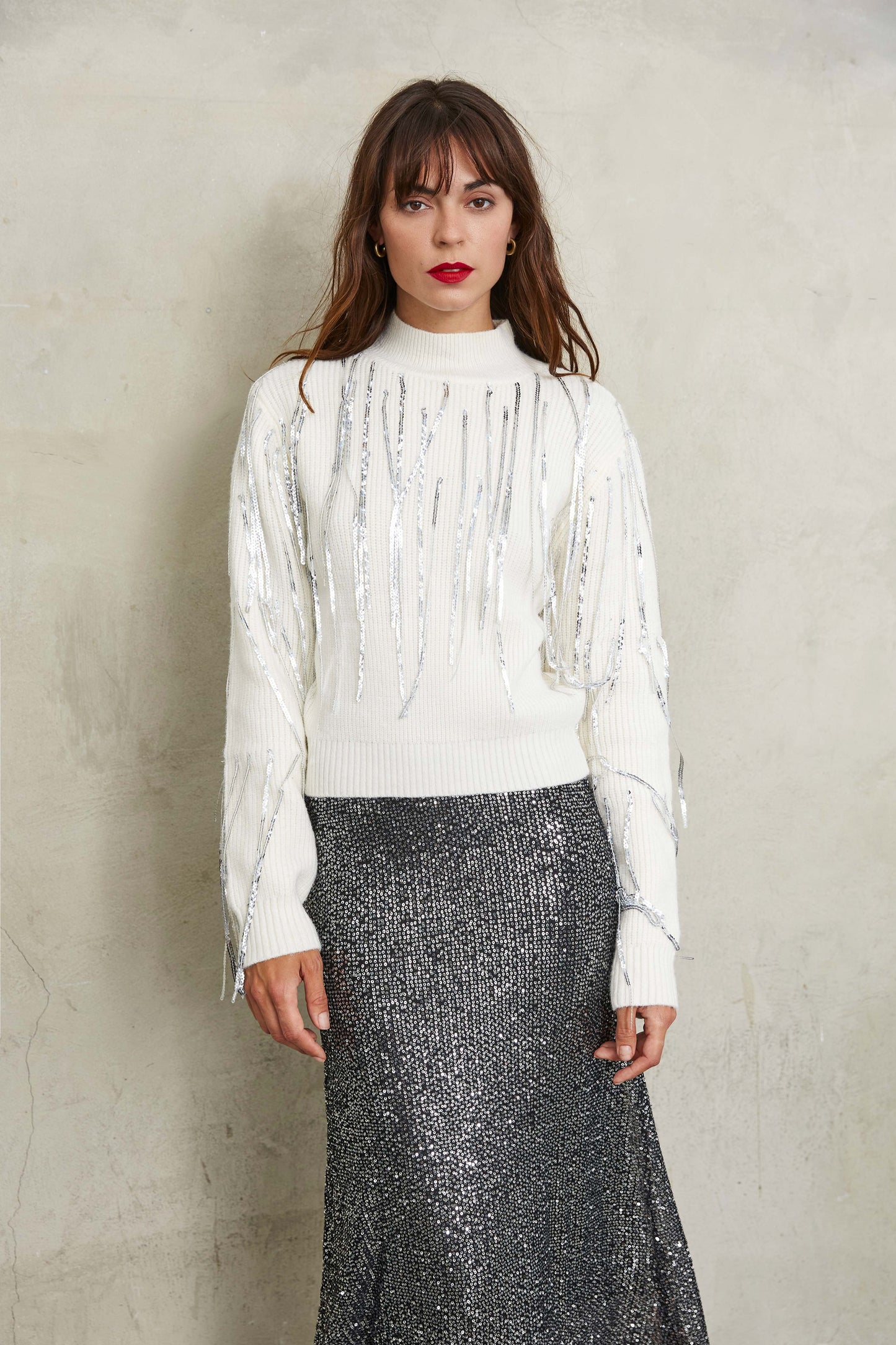 PULL EN MAILLE À SEQUINS