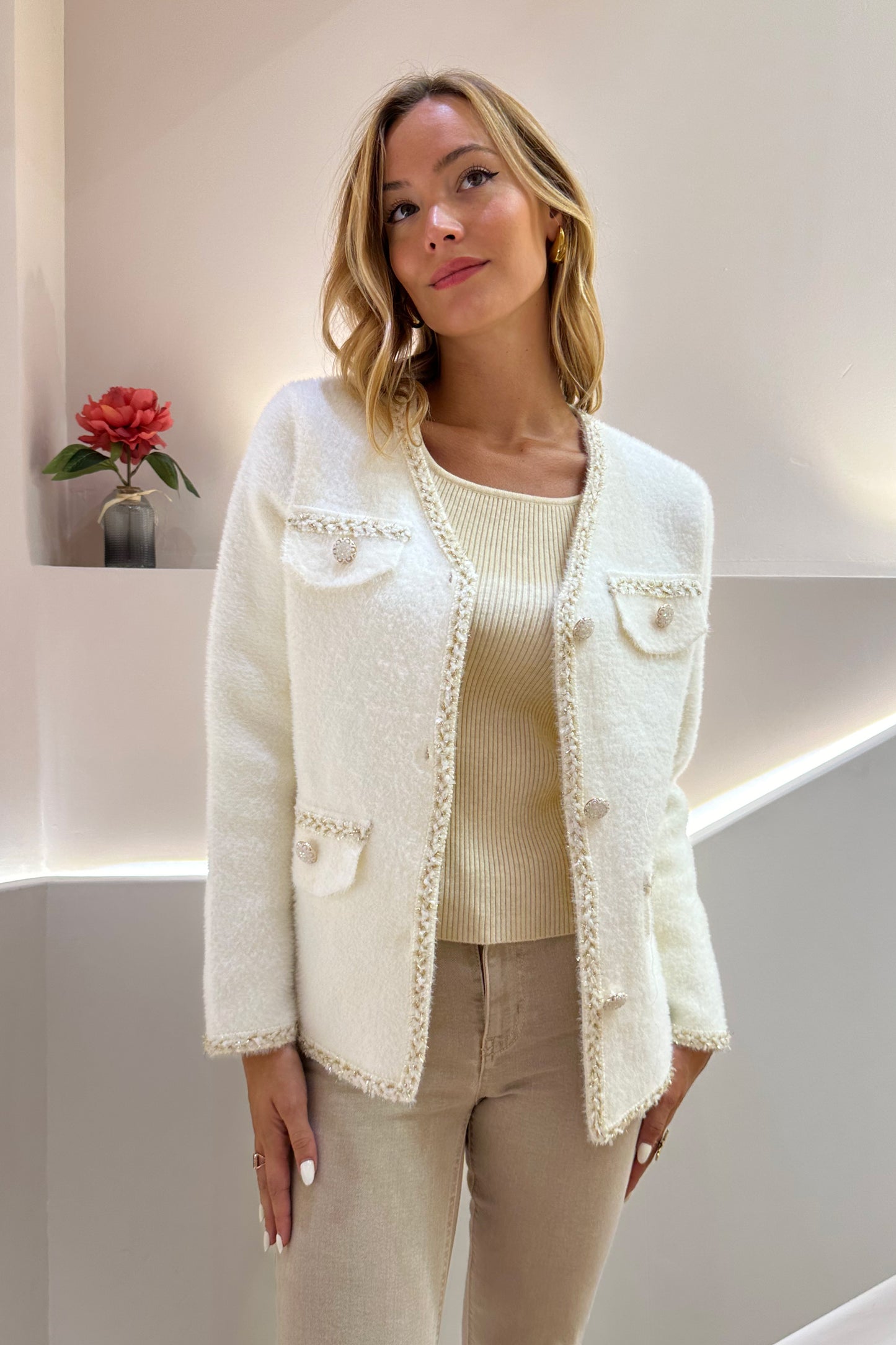 KNITTED JACKET WITH POCKETS