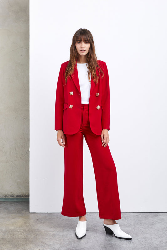 RED PLEATED PANTS