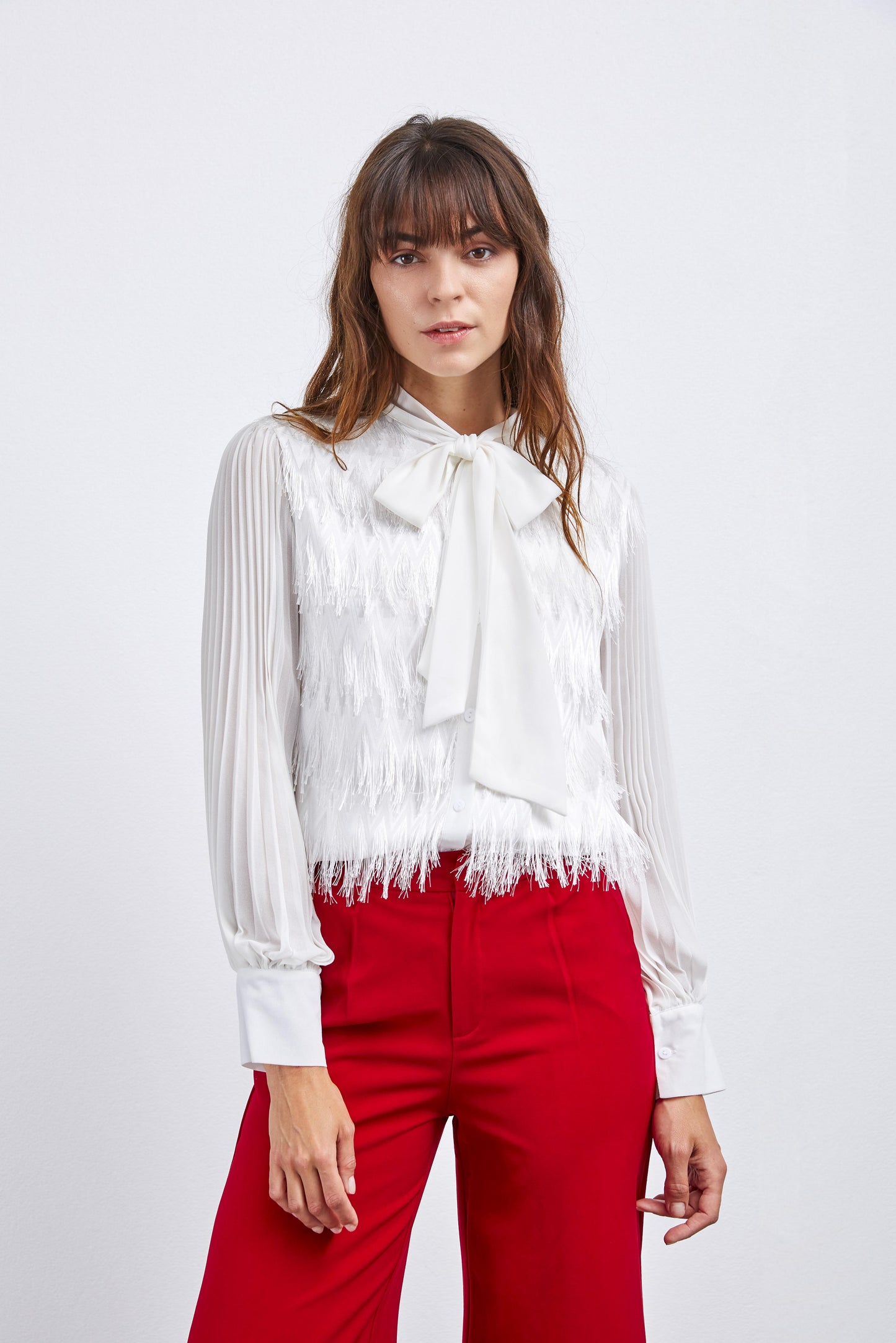 RED PLEATED PANTS