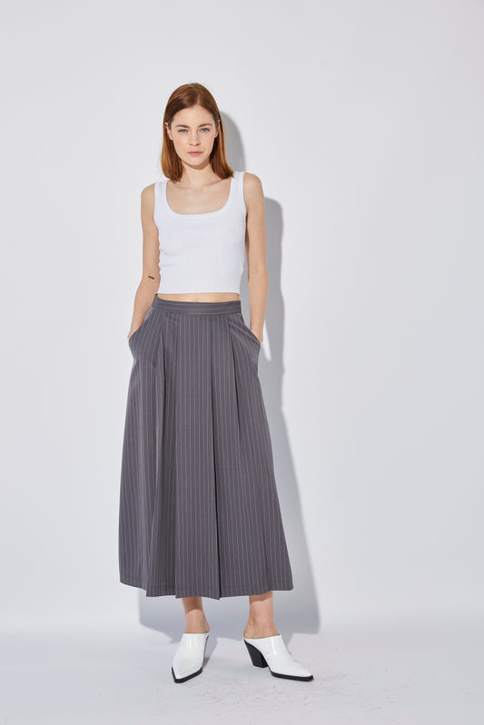 LONG GREY STRIPED SKIRT