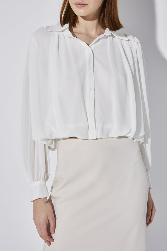 WHITE PLEATED BLOUSE