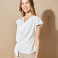 WHITE BLOUSE WITH DRAPED COLLAR