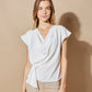 WHITE BLOUSE WITH DRAPED COLLAR