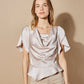 DRAPED SATIN BLOUSE