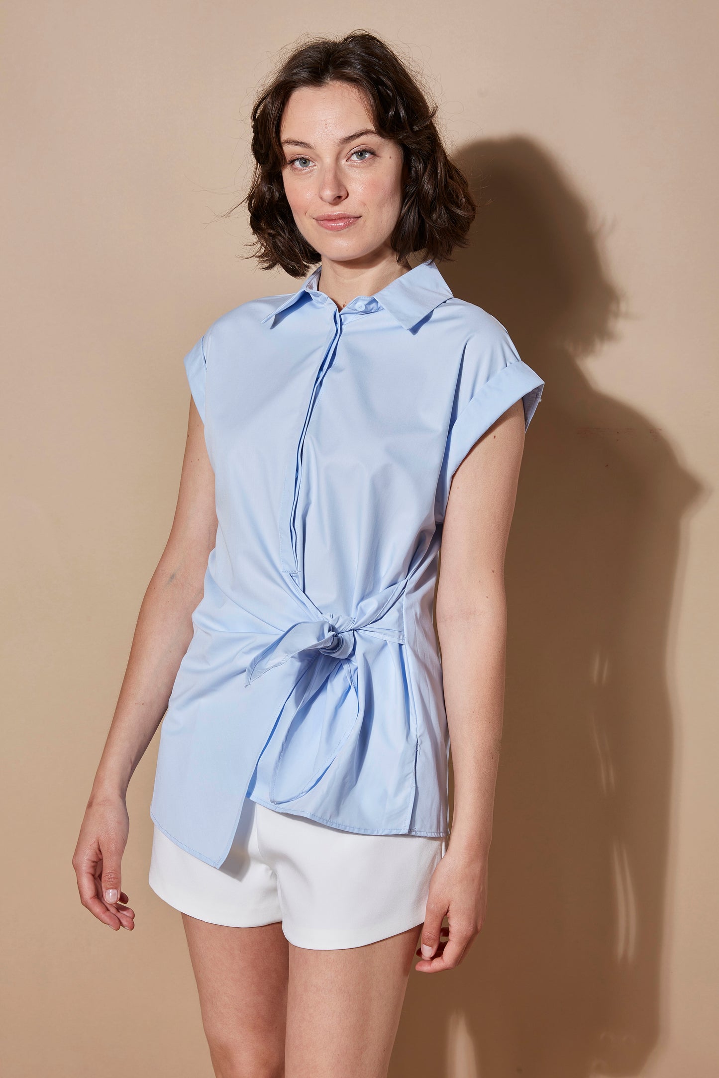 BLOUSE BLEUE CIEL EN VISCOSE