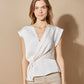 BEIGE SATIN WRAP BLOUSE