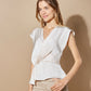 BEIGE SATIN WRAP BLOUSE