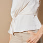 BEIGE SATIN WRAP BLOUSE