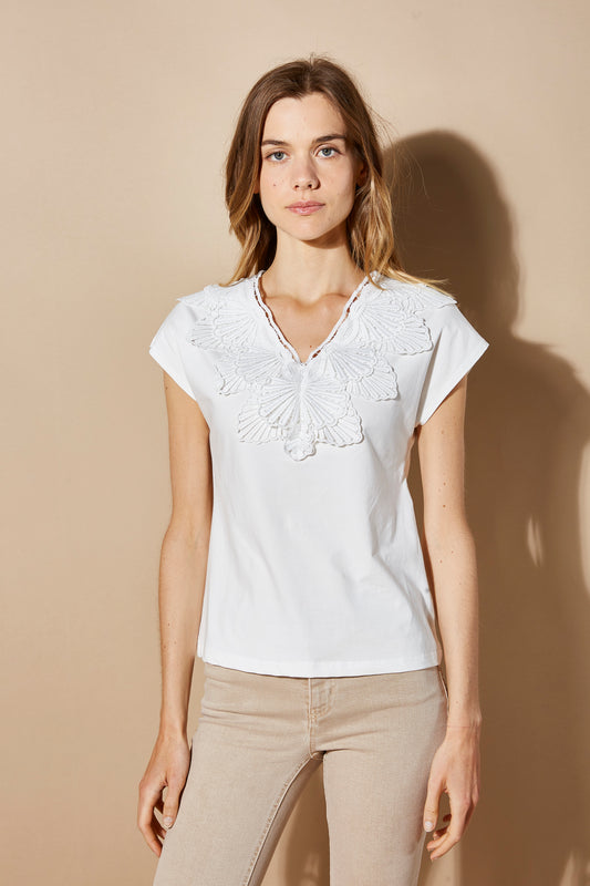COTTON T-SHIRT WITH LACE