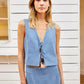 BLUE SLEEVELESS BLAZER